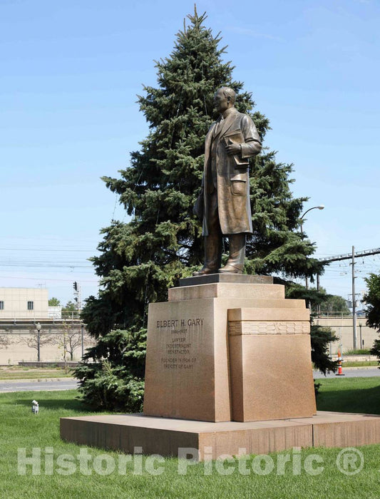 Photo - Monument to Elbert H. Gary, Founder in 1906 of Gary, Indiana, one of America's Most economically Distressed Cities- Fine Art Photo Reporduction