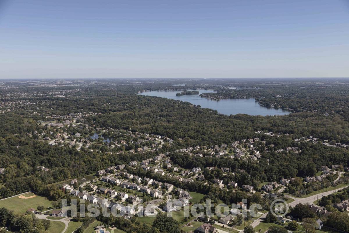 Photo - Aerial View of Geist Reservoir and Surrounding housing developments in Indianapolis Suburb of Fishers, Indiana- Fine Art Photo Reporduction