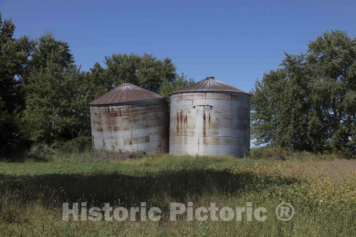 Photo - One of These Metal silos, and Maybe Each of Them, Isn't Exactly Plumb- Fine Art Photo Reporduction
