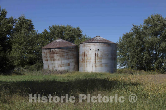 Photo - One of These Metal silos, and Maybe Each of Them, Isn't Exactly Plumb- Fine Art Photo Reporduction