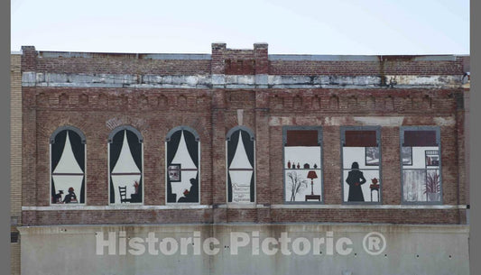 Photo - The Covered Bridge Art Association has Decorated The Windows of This Main Street Building in The County seat of Rockville in Parke County, Indiana