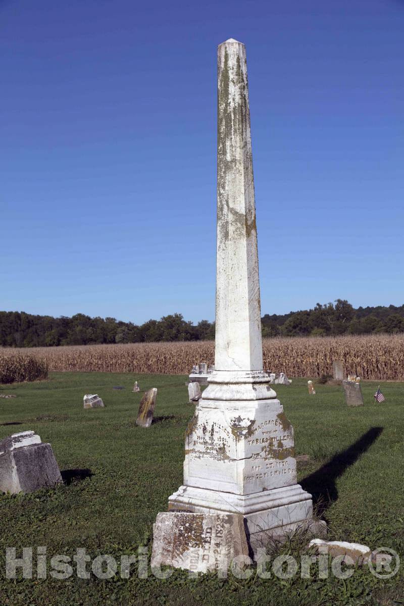 Photo - Cemetery Monument in The Country Graveyard Behind The Pleasant Valley Church in Parke County, Indiana- Fine Art Photo Reporduction