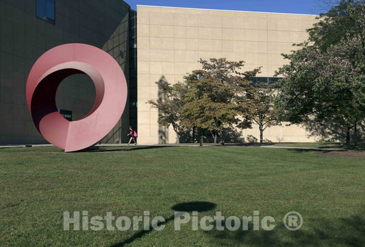 Photo - Charles Perry's 1995 sculpture,"Indiana Arc," stands on the ground of the Eskenazi Museum of Art on the campus of the Indiana University in Bloomington