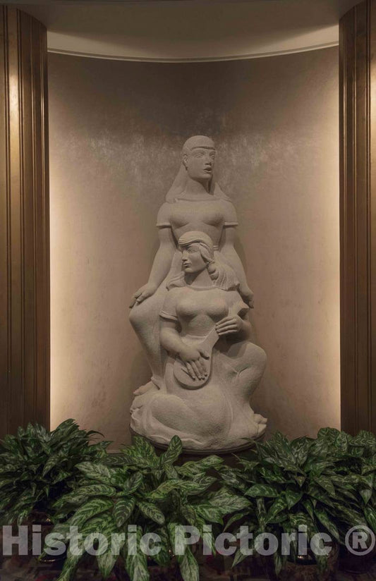 Photo - Robert Laurent's 1949 Limestone Sculpture,Allegory of Music, Mounted Inside The Indiana University Auditorium, which Opened in Bloomington That Year