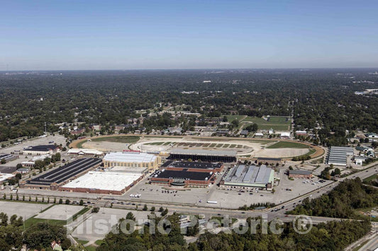 Photo - Aerial View of Indianapolis, Indiana, with a Focus on The Indiana State Fairgrounds Speedway auto-Racing Track- Fine Art Photo Reporduction