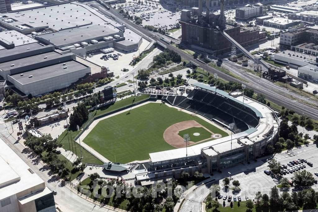 Photo- Aerial View of Indianapolis, Indiana, with a Focus on Victory Field, a Ballpark That is Home to The Minor-League Indianapolis Indians of The International League