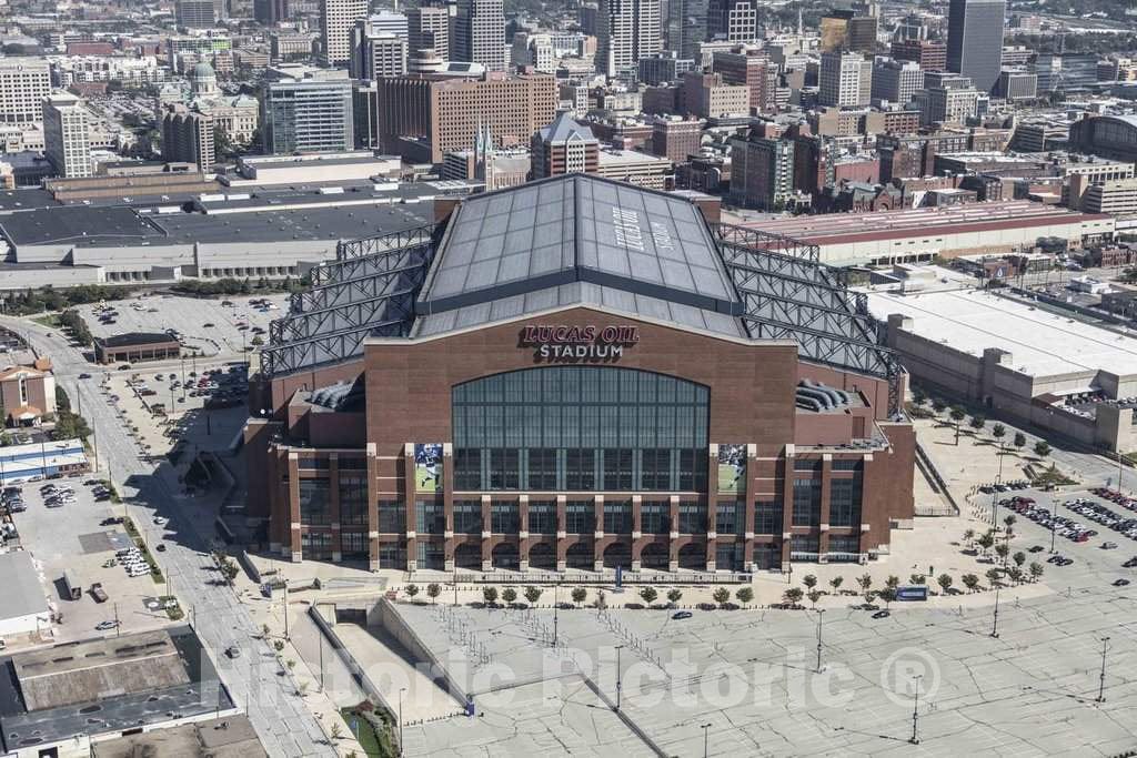 Photo - Aerial View of Indianapolis, Indiana, with a Focus on Lucas Oil Stadium- Fine Art Photo Reporduction