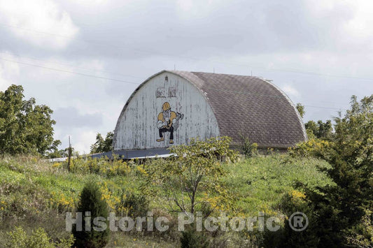 Photo - Passersby on an Interstate Highway Near West Lafayette, Indiana, get a Quick Glimpse of a barn Built by a Fan of The Purdue University Sports Teams