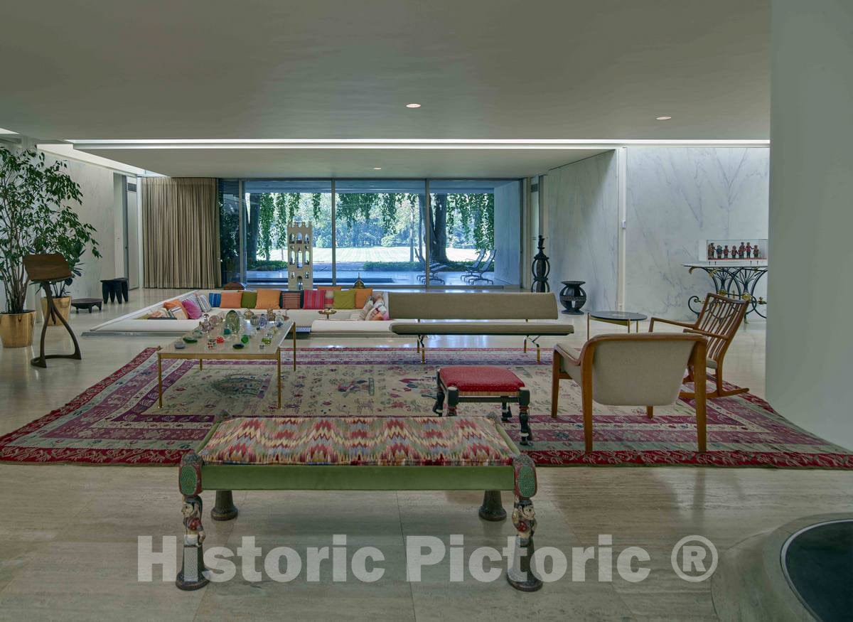 Photo- Part of The Living Room and a recessed Area That The Family Called The Conversation Pit at The Miller House 1 Fine Art Photo Reproduction