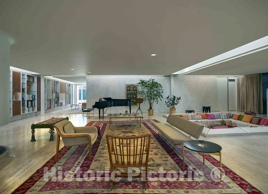 Photo- Part of The Living Room and a recessed Area That The Family Called The Conversation Pit at The Miller House 2 Fine Art Photo Reproduction