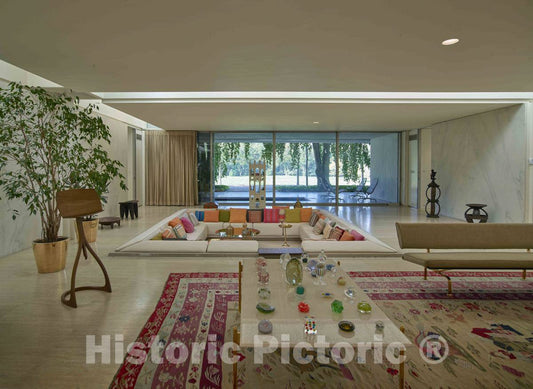Photo- Part of The Living Room and a recessed Area That The Family Called The Conversation Pit at The Miller House 3 Fine Art Photo Reproduction