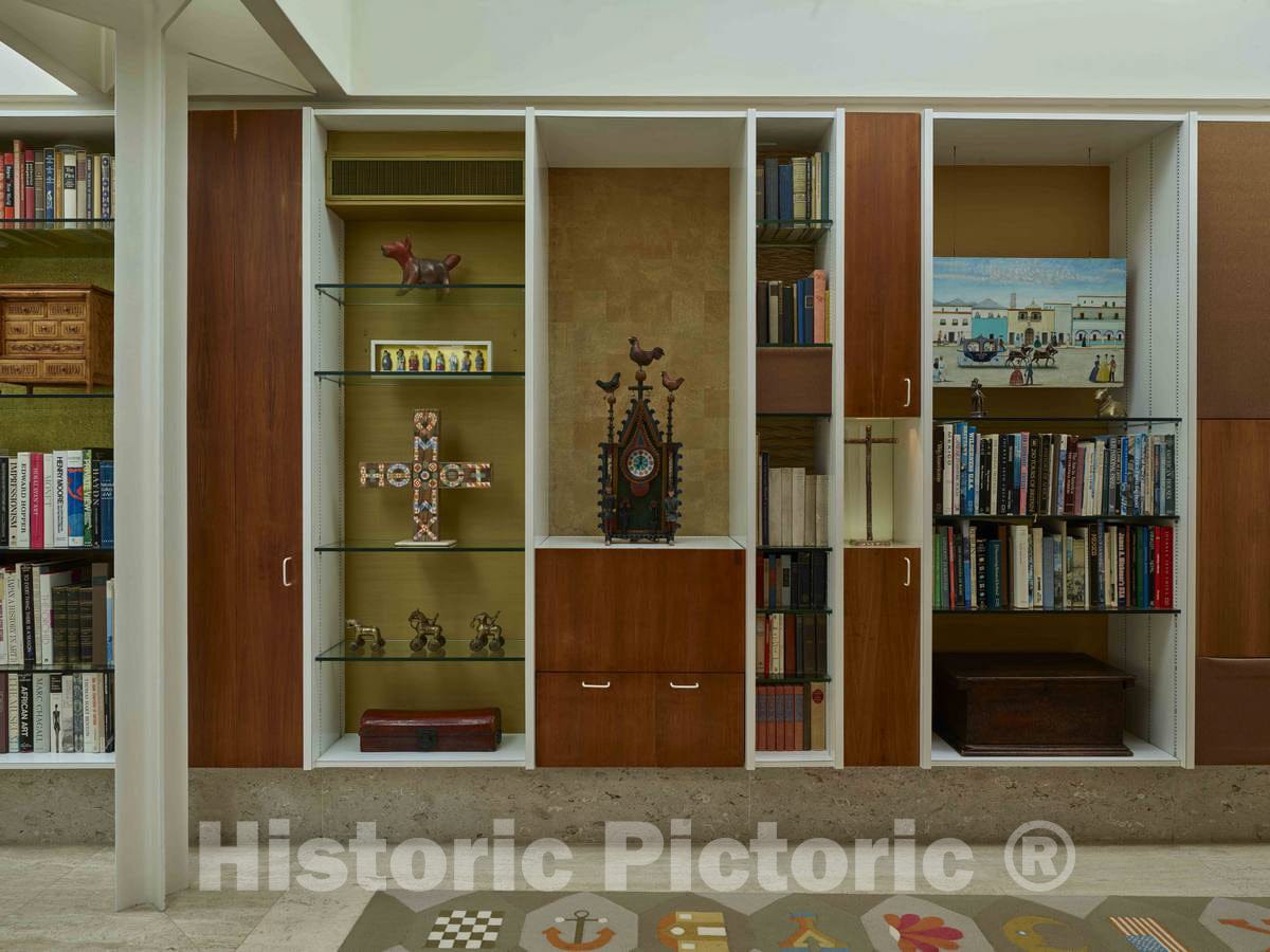 Photo- Books and Family heirlooms, Many Collected on The Family's Overseas Trips, at The Miller House 1 Fine Art Photo Reproduction