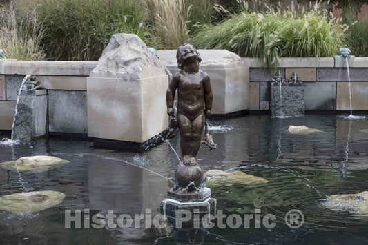 Photo - Edith Barretto Stevens Parsons's 1937" Frog Baby Fountain on The Campus of Ball State University in Muncie, Indiana- Fine Art Photo Reporduction