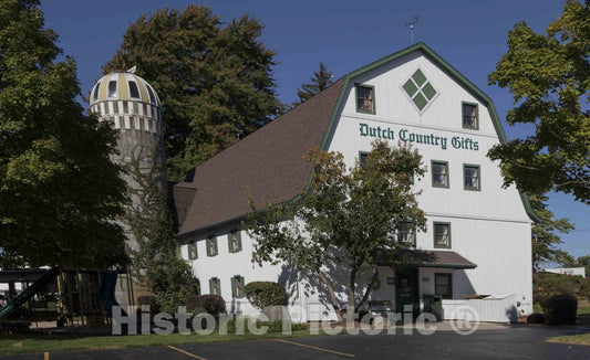 Photo - Dairy barn Turned Gift Shop at The Essenhaus Tourist Complex, Also containing an inn and Amish-Style Restaurant in Middlebury, Indiana- Fine Art Photo Reporduction