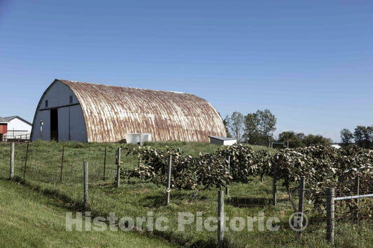 Photo - A Quonset barn in LaGrange County, Indiana, near the town of Shipshewana- Fine Art Photo Reporduction