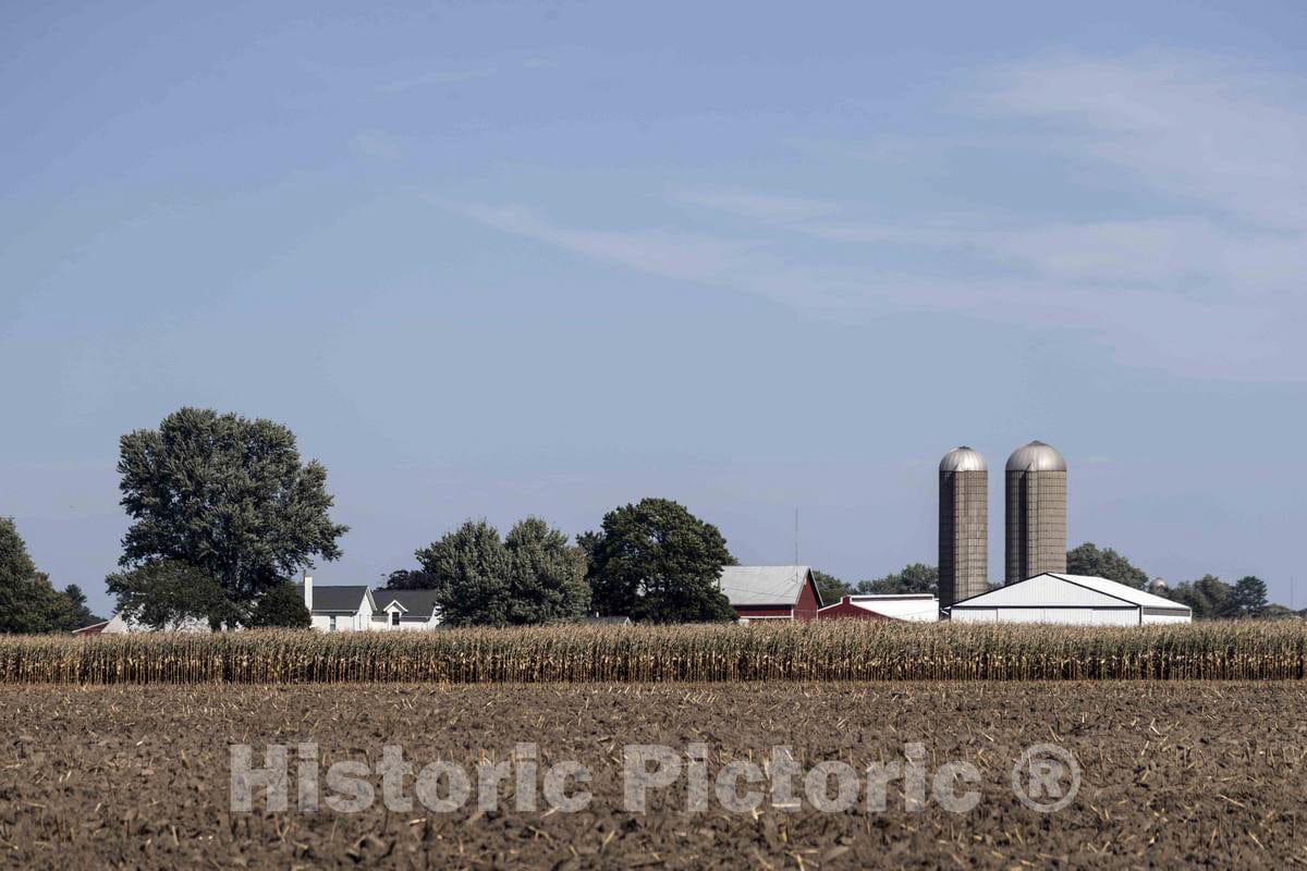 Photo - A Partially harvested Cornfield on an Elkhart County, Indiana, Farm Near The Town of Jamestown- Fine Art Photo Reporduction