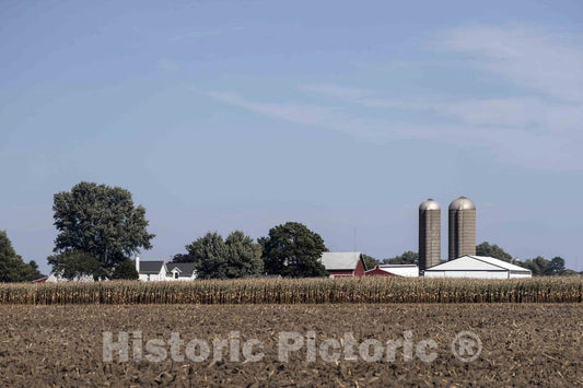 Photo - A Partially harvested Cornfield on an Elkhart County, Indiana, Farm Near The Town of Jamestown- Fine Art Photo Reporduction