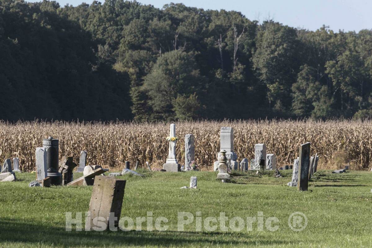Photo - A Country Cemetery in The cornfields Near Bridgeton in Parke County, Indiana- Fine Art Photo Reporduction