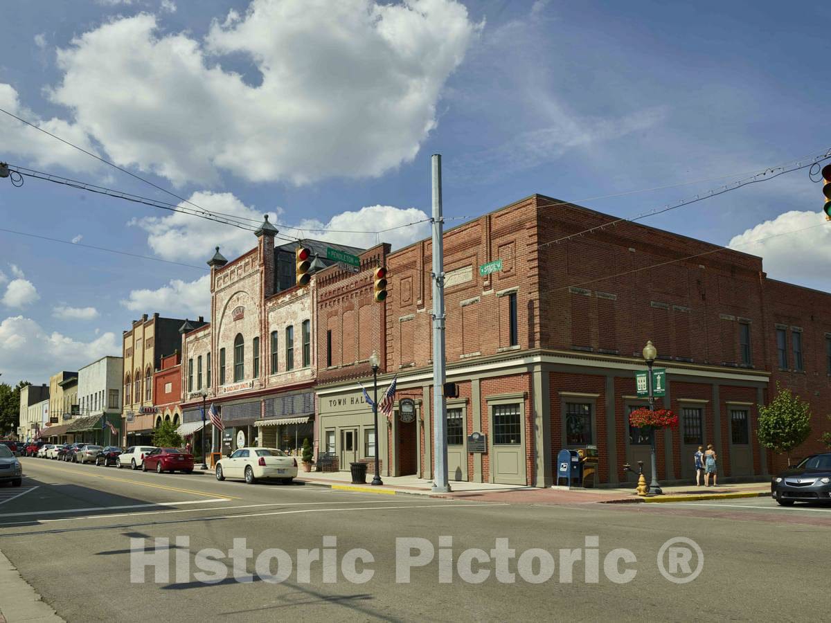 Photo - Buildings in Downtown Pendleton, Indiana- Fine Art Photo Reporduction