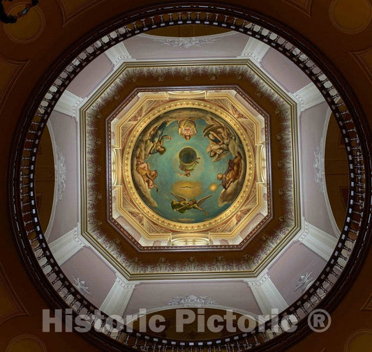Photo- Painting Inside The World-Famous Golden Dome of The Main Hall Administration Building at The University of Notre Dame, America's Best-Known Roman Catholic University