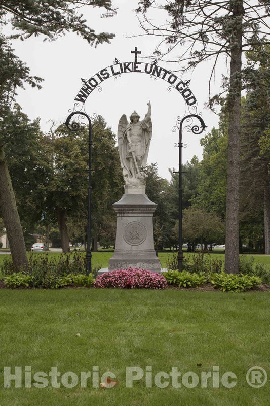 Photo - Statue of St. Michael The Archangel at Saint Mary's College, a Four-Year, Catholic, Women's Liberal-Arts College in Notre Dame, Indiana- Fine Art Photo Reporduction