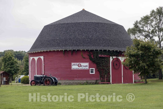 Photo - This Round barn in Steuben County, Indiana, Stands on The Grounds of a Tourist-Cabin and Recreational-Vehicle Park- Fine Art Photo Reporduction