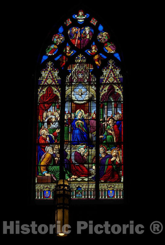 Photograph - A Stained-Glass Window at The Basilica of The Sacred Heart, one of Two Signature Buildings at The University of Notre Dame, America's Best-Known Roman Catholic University 1