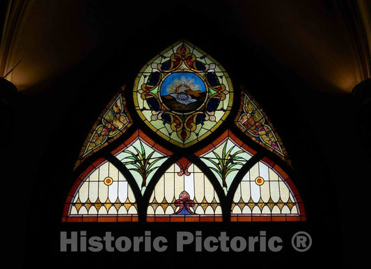 Photograph - A Stained-Glass Window at The Basilica of The Sacred Heart, one of Two Signature Buildings at The University of Notre Dame, America's Best-Known Roman Catholic University 2