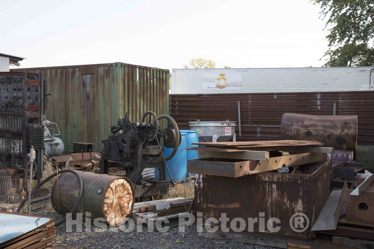 Photograph- The"back lot" at the Youngstown Steel Heritage Museum; part of President Rick Rowlands' and other Youngstown Steel Heritage Foundation members' collection of heavy equipment salva