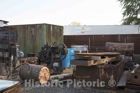 Photograph- The"back lot" at the Youngstown Steel Heritage Museum; part of President Rick Rowlands' and other Youngstown Steel Heritage Foundation members' collection of heavy equipment salva