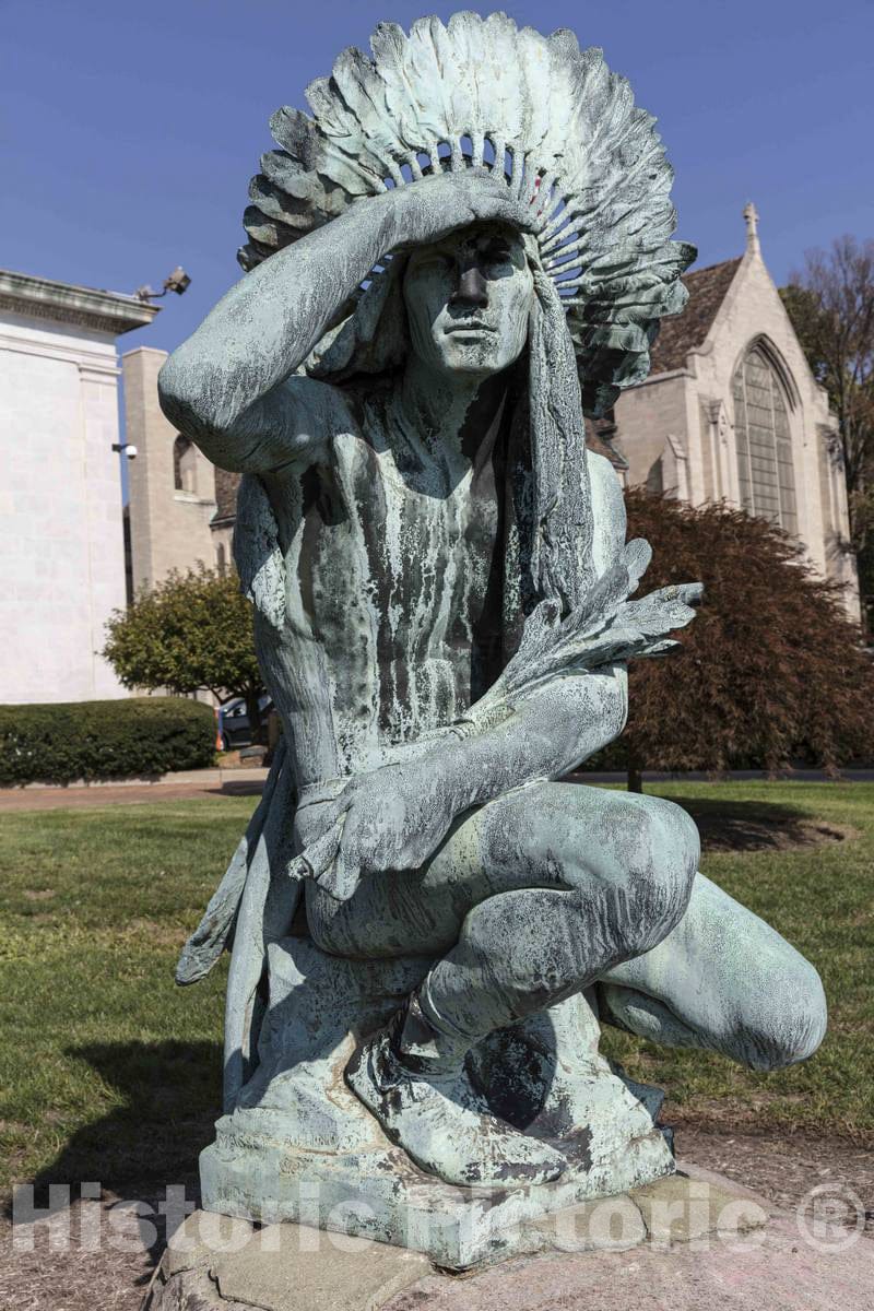 Photo - Statue of an American Indian Outside The Butler Institute of American Art in Youngstown, Ohio, was The First Museum Dedicated Exclusively to American Art