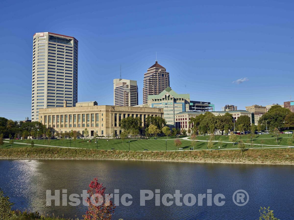 Photo - View of Part of Downtown Columbus, Ohio's Capital City, from Across The Scioto River- Fine Art Photo Reporduction