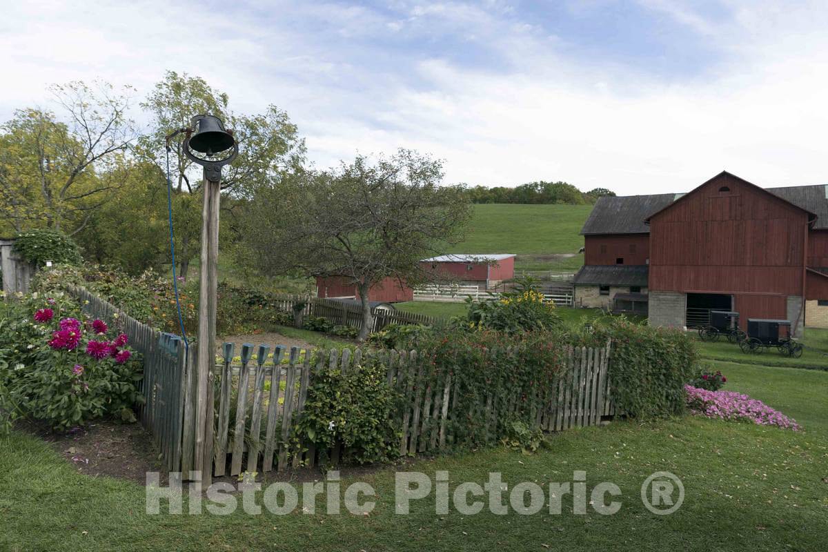 Photo- Garden and barn at Yoder's Amish Home, an Authentic Amish Farm That Began Accepting Visitors in 1983 Near Walnut Creek in Central Ohio, Along The Amish Country Byway 2