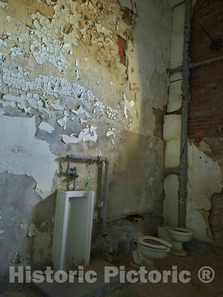 Photo - Urinal and Toilets at The Old Ohio State Reformatory, Built in Stages Between 1886 and 1910 in Mansfield, Ohio- Fine Art Photo Reporduction