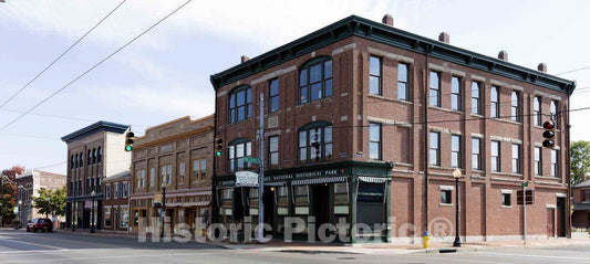 Photo- A Block of West Third Street's Old Miami City Neighborhood, Across The Great Miami River from Downtown Dayton, Ohio, Where The Wright Brothers, Wilbur and Orville