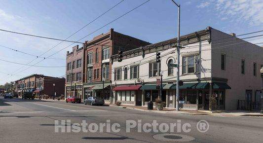 Photo- A Block in West Third Street's Old Miami City Neighborhood, Across The Great Miami River from Downtown Dayton, Ohio, Where The Wright Brothers, Wilbur and Orville