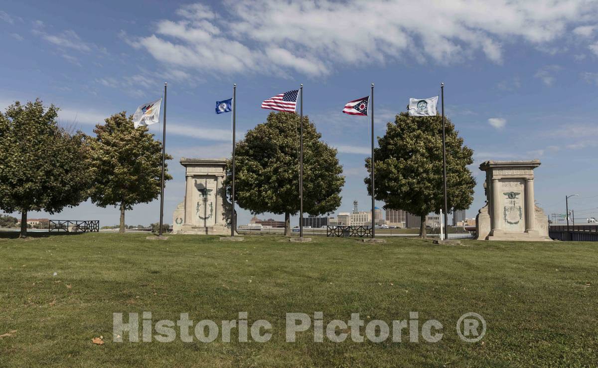 Photo - Two of Four Architectural remnants of The War Memorial Bridge in Dayton, Ohio, which was demolished in 2008 After 82 Years of use- Fine Art Photo Reporduction