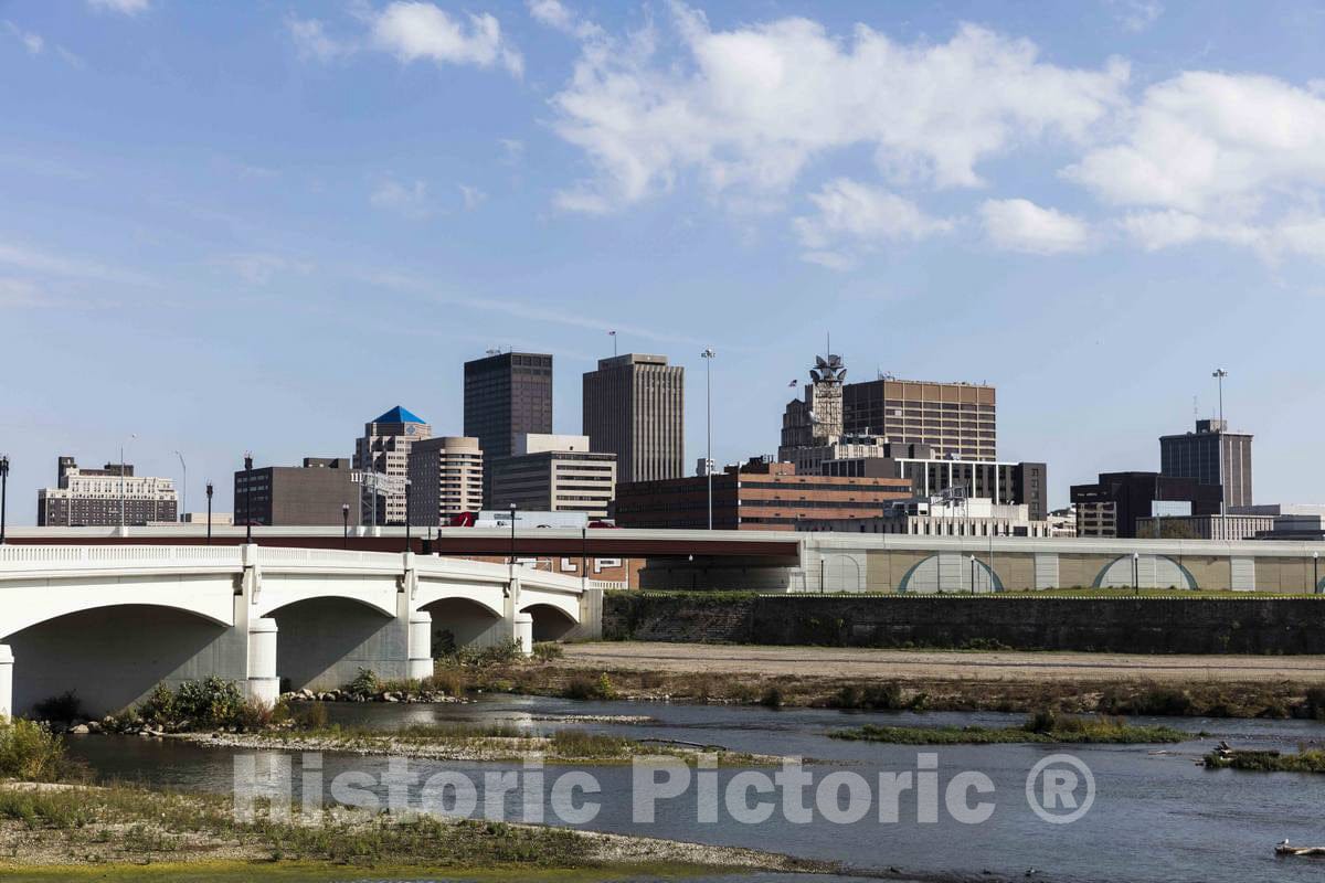 Photo - View of The Dayton, Ohio, Skyline Across The Great Miami River- Fine Art Photo Reporduction