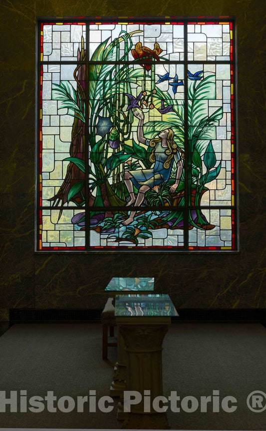 Photo- One of 12 Stained-Glass Windows, Inspired by Literary Works, Inside The 1970 Mausoleum at Woodland Cemetery and Arboretum, in Dayton, Ohio 1 Fine Art Photo Reproduction