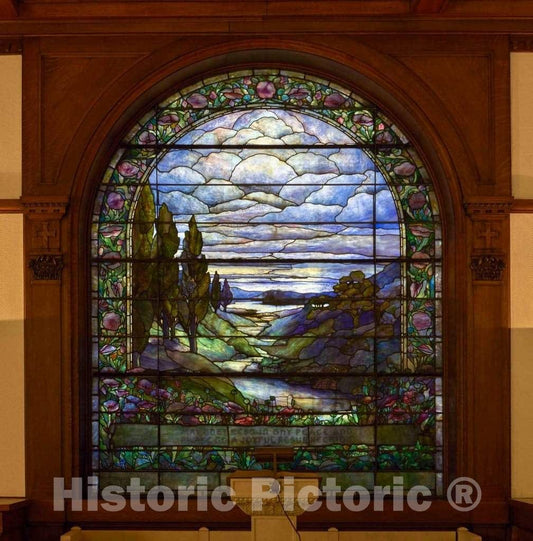 Photo - The $1-Million Louis Tiffany Stained-Glass Window in The Gateway Chapel of Woodland Cemetery and Arboretum, in Dayton, Ohio- Fine Art Photo Reporduction