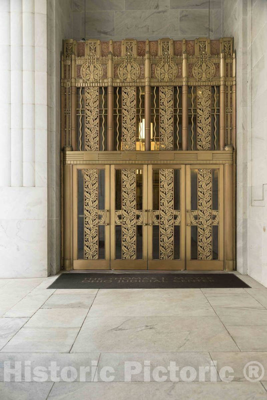 Photo - Gilded Entrance Doorway at The Thomas J. Moyer Ohio Judicial Center, Home of The Ohio Supreme Court in Columbus, Ohio- Fine Art Photo Reporduction