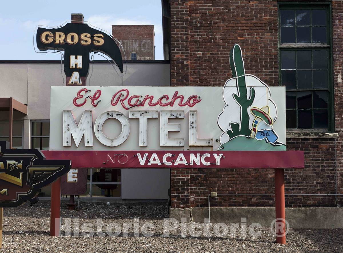 Photo - Two Signs Outside The American Sign Museum in The Industrial Camp Washington Neighborhood of Cincinnati, Ohio- Fine Art Photo Reporduction
