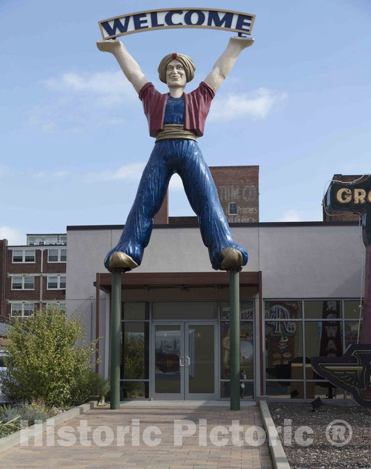 Photo - Outsized Welcome Sign Outside The American Sign Museum in The Industrial Camp Washington Neighborhood of Cincinnati, Ohio- Fine Art Photo Reporduction