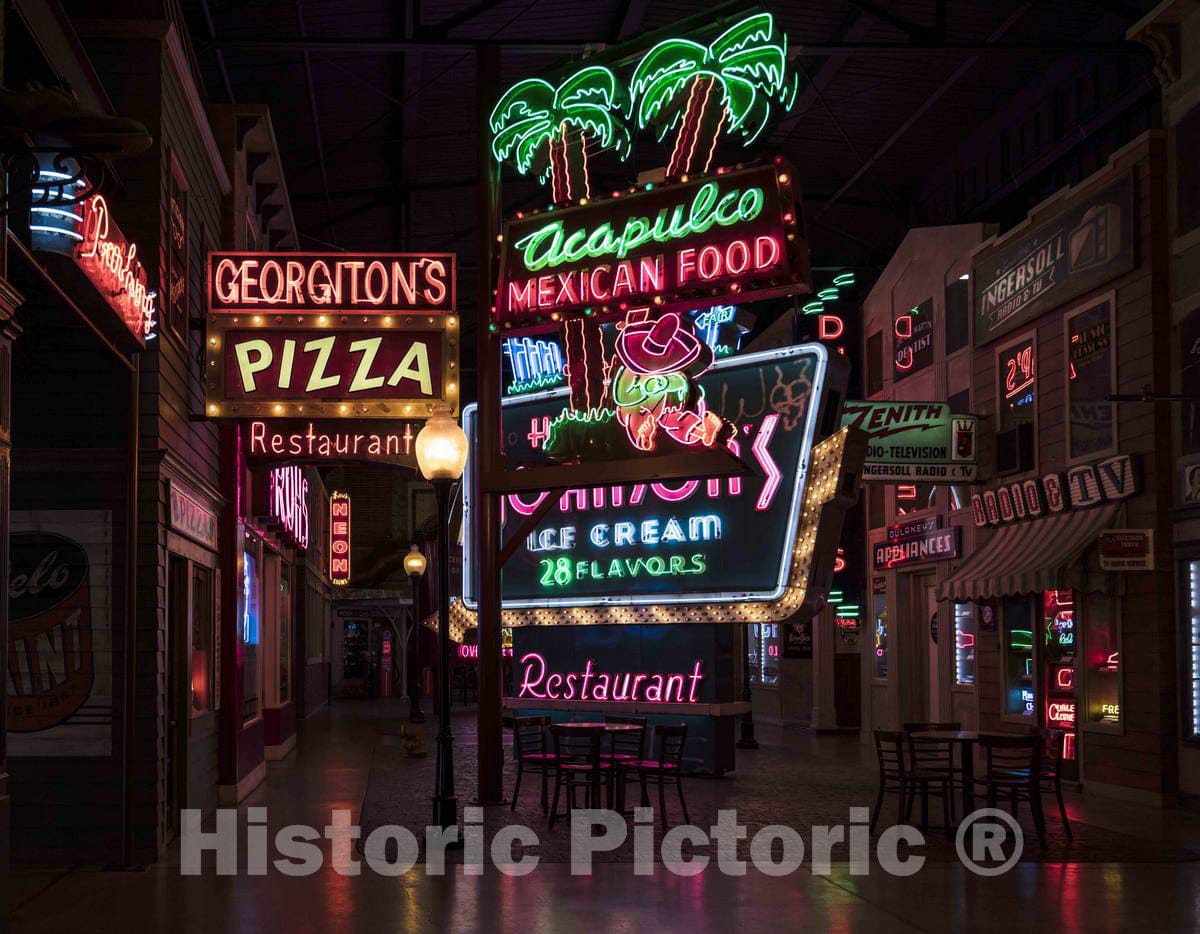 Photo- Expressive, salvaged neon Signs Inside The American Sign Museum in The Industrial Camp Washington Neighborhood of Cincinnati, Ohio 2 Fine Art Photo Reproduction