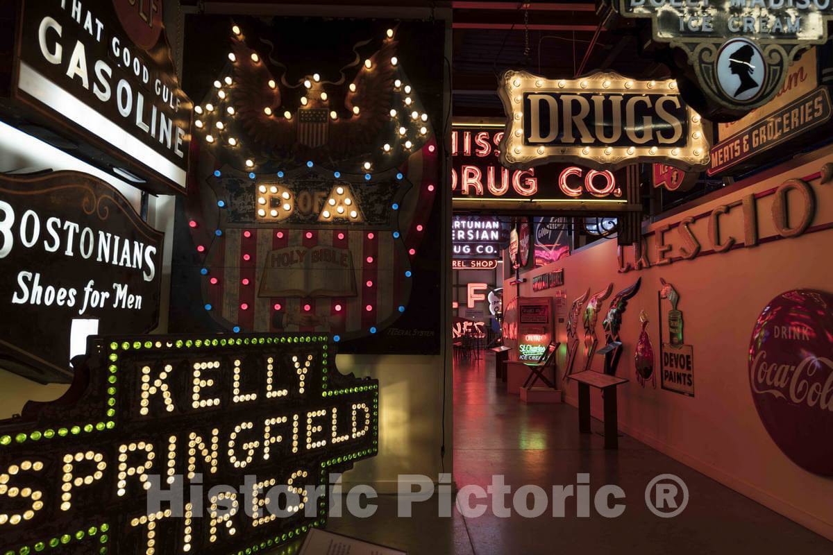Photo- Expressive, salvaged neon Signs Inside The American Sign Museum in The Industrial Camp Washington Neighborhood of Cincinnati, Ohio 3 Fine Art Photo Reproduction