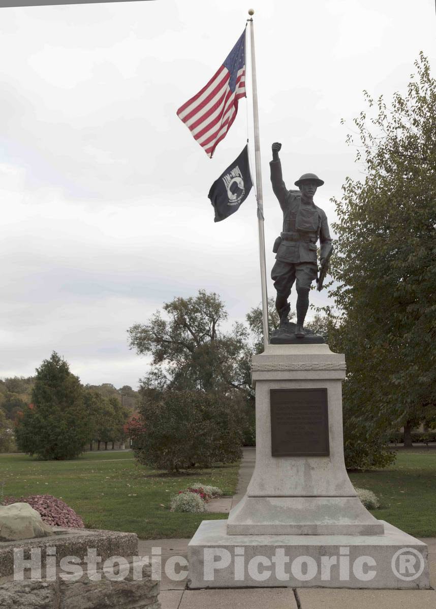 Photo - World War I Monument, in The Old, Heavily Industrial Camp Washington Neighborhood of Cincinnati, Ohio, Dedicated to Americans who Died in The World War