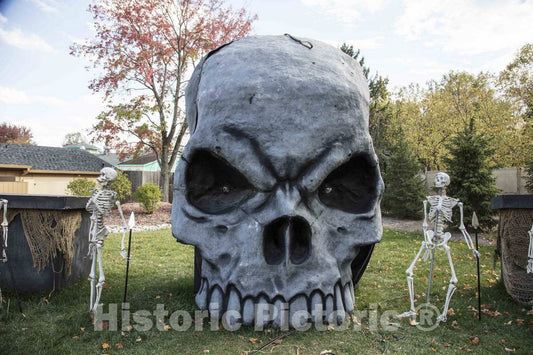 Photograph - In keeping with a favorite American autumnal theme, King's Island theme park in Mason, a northeastern suburb of Cincinnati, Ohio, adds spooky Halloween props to its grounds 3