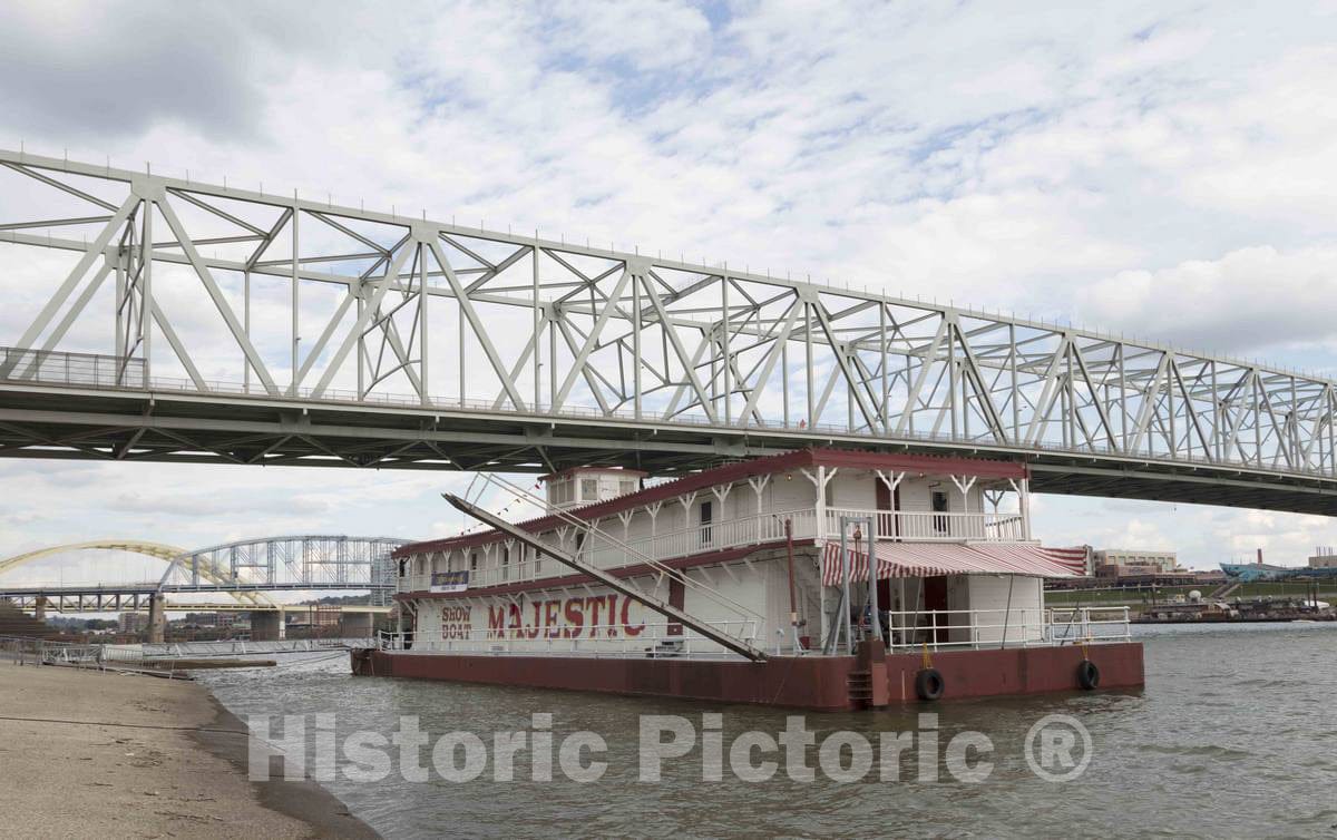 Photo - The Riverboat Majestic, moored at an Ohio River Dock in Cincinnati, Ohio- Fine Art Photo Reporduction