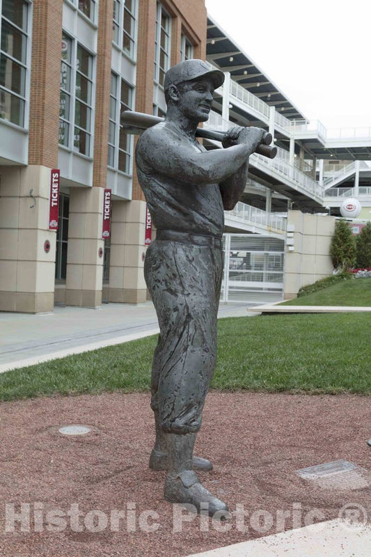Photograph - Several statues by sculptor Tom Tsuchiya outside the Great American Ballpark, home of the Cincinnati Reds' baseball team, salute the team's legendary players, including, here 2