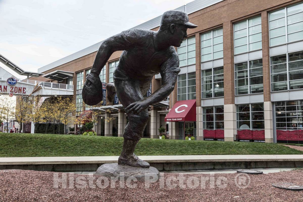 Photograph - Several statues by sculptor Tom Tsuchiya outside the Great American Ballpark, home of the Cincinnati Reds' baseball team, salute the team's legendary players, including, here 3
